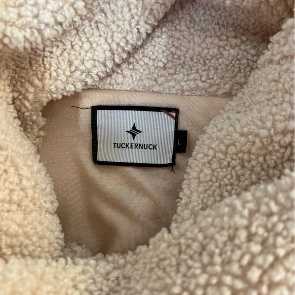 Tuckernuck Rollins Funnel Neck Teddy Tan Fleece Pullover, Size L - Picture 7 of 9